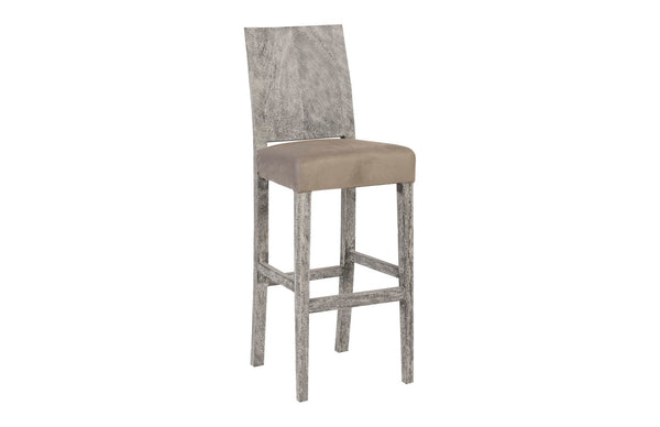 Phillips Collection Origins Bar Stool - Handcrafted Reclaimed Chamcha Wood with Unique Artisanal Detailing and Warm Finish Gray Stone TH92731