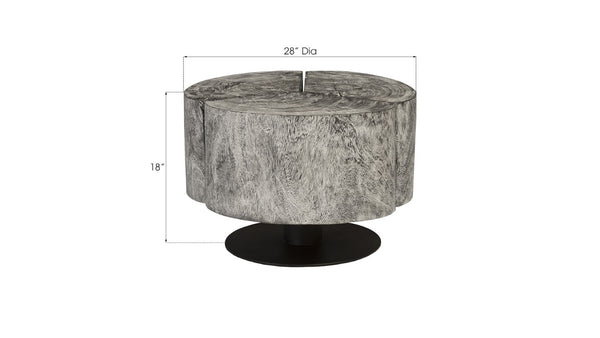 Phillips Collection Clover Coffee Table - Modern Organic Design with Striking Visual Texture for Stylish Living Spaces Chamcha Wood, Gray Stone Finish, Metal Base TH93173