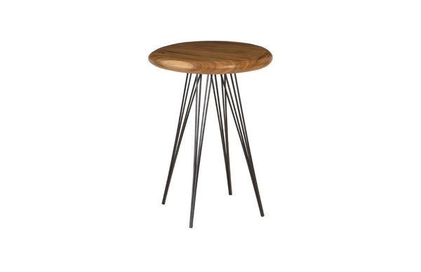 Phillips Collection String Solid Chamcha Wood Bar Table with Tapered Iron Legs for Kitchen or Dining TH93209