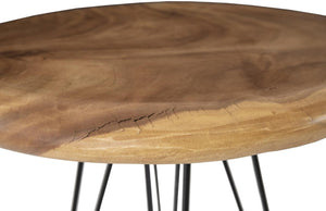 Phillips Collection String Solid Chamcha Wood Bar Table with Tapered Iron Legs for Kitchen or Dining TH93209