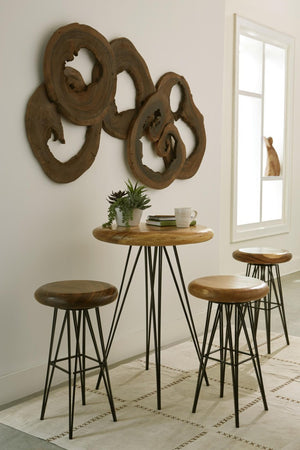 Phillips Collection String Solid Chamcha Wood Bar Table with Tapered Iron Legs for Kitchen or Dining TH93209