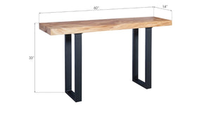 Phillips Collection Origins Console Table with Chamcha Wood Top and Sturdy Metal Support for Modern Living Spaces Metal U Legs, Matte, Black TH93211