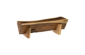 Phillips Collection Triangle Solid Chamcha Wood Sculptural Bench Organic Grain Accent for Entryway or Bedroom TH94569