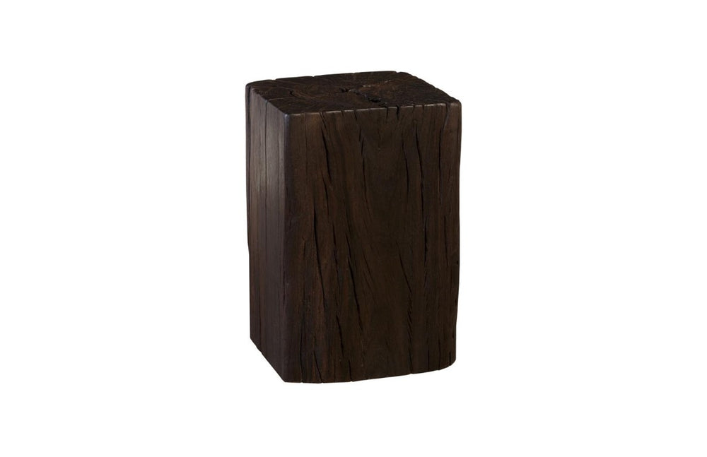 Phillips Collection Black Solid Wood Accent Stool with Natural Grain Texture for Living Room or Entryway TH94574