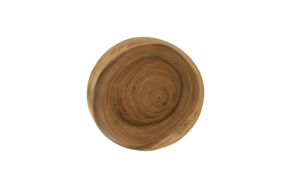 Phillips Collection String Round Acacia Wood Accent Stool with Sleek Black Metal Legs for Modern Interiors TH95435