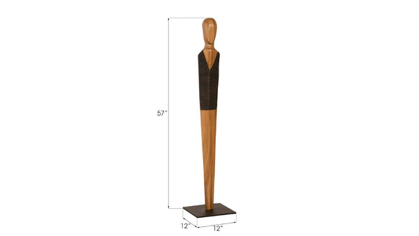 Phillips Collection Vested Male Sculpture - Striking Minimalist Design for Contemporary Home Décor and Elegant Accents Small, Chamcha, Natural, Black, Copper TH95604