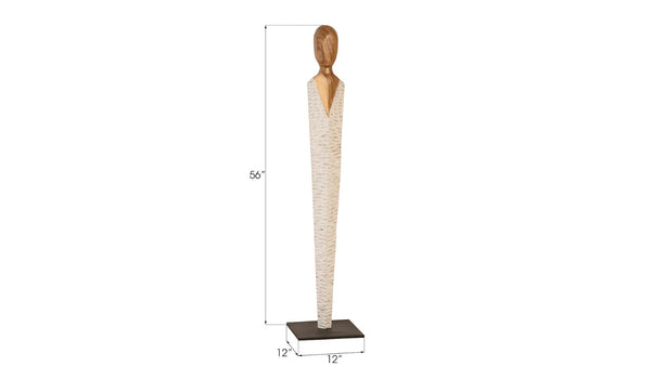 Phillips Collection Vested Female Sculpture - Elegant Contemporary Accent for Modern Interiors and Serene Spaces Small, Chamcha, Natural, White, Gold TH95605