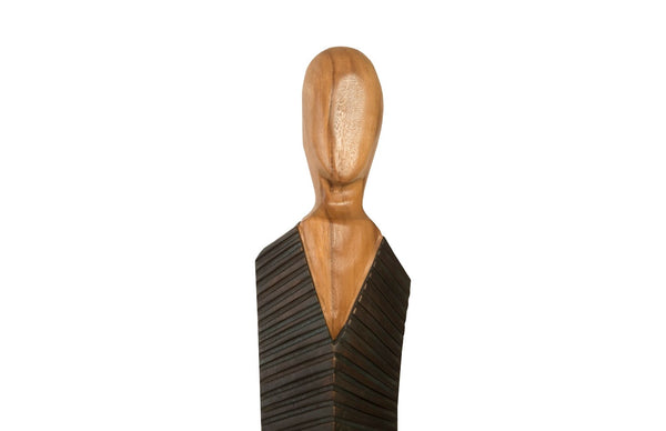 Phillips Collection Vested Male Sculpture - Striking Minimalist Design for Contemporary Home Décor and Elegant Accents Large, Chamcha, Natural, Black, Copper TH95606