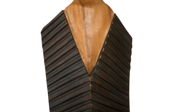 Phillips Collection Vested Male Sculpture - Striking Minimalist Design for Contemporary Home Décor and Elegant Accents Large, Chamcha, Natural, Black, Copper TH95606