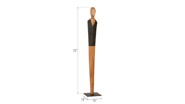 Phillips Collection Vested Male Sculpture - Striking Minimalist Design for Contemporary Home Décor and Elegant Accents Large, Chamcha, Natural, Black, Copper TH95606