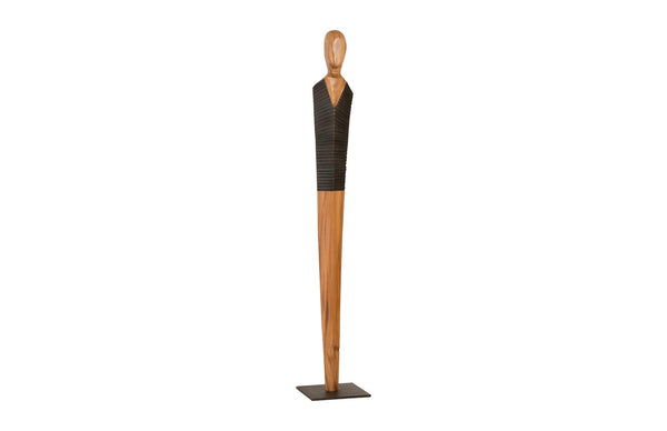 Phillips Collection Vested Male Sculpture - Striking Minimalist Design for Contemporary Home Décor and Elegant Accents Large, Chamcha, Natural, Black, Copper TH95606