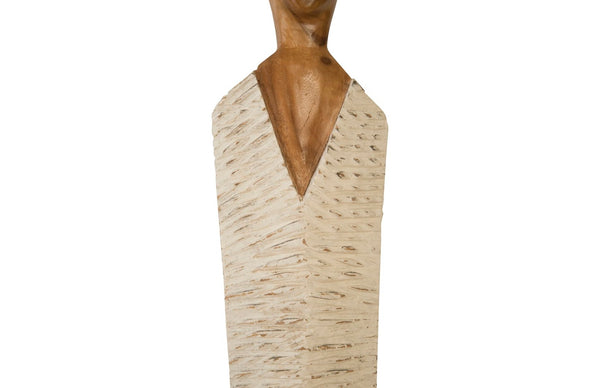 Phillips Collection Vested Female Sculpture - Elegant Contemporary Accent for Modern Interiors and Serene Spaces Large, Chamcha, Natural, White, Gold TH95609