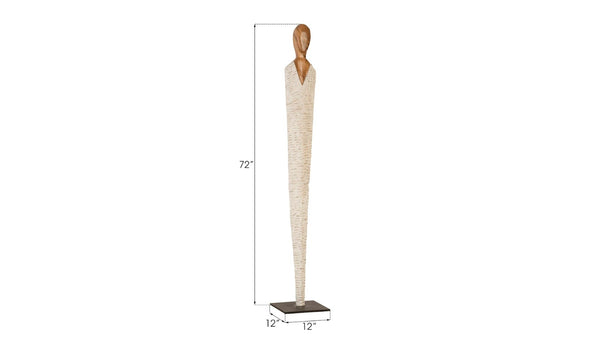 Phillips Collection Vested Female Sculpture - Elegant Contemporary Accent for Modern Interiors and Serene Spaces Large, Chamcha, Natural, White, Gold TH95609