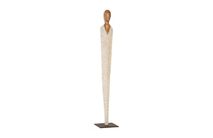 Phillips Collection Vested Female Sculpture - Elegant Contemporary Accent for Modern Interiors and Serene Spaces Large, Chamcha, Natural, White, Gold TH95609