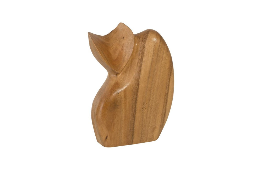 Phillips Collection Nuzzled Cat Wood Sculpture Handcrafted Solid Carved Organic Pose Shelf Accent TH95614