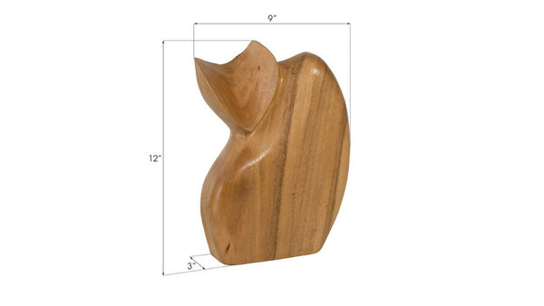 Phillips Collection Nuzzled Cat Wood Sculpture Handcrafted Solid Carved Organic Pose Shelf Accent TH95614