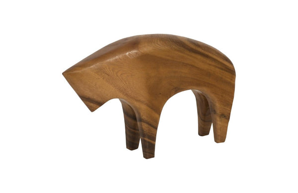 Phillips Collection Bull Wood Sculpture Hand Carved Organic Form for Modern and Bohemian Home Decor 17 L x 3 W x 11 H TH95616