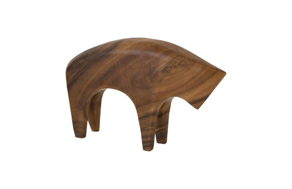 Phillips Collection Bull Wood Sculpture Hand Carved Organic Form for Modern and Bohemian Home Decor 17 L x 3 W x 11 H TH95616
