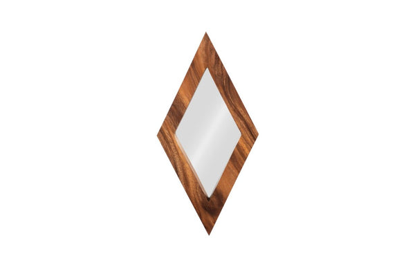 Phillips Collection Diamond Shaped Acacia Wood Wall Mirror Handcrafted Sustainable Decor for Entryway Medium TH95619