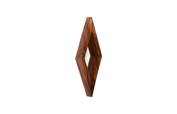 Phillips Collection Diamond Shaped Acacia Wood Wall Mirror Handcrafted Sustainable Decor for Entryway Medium TH95619