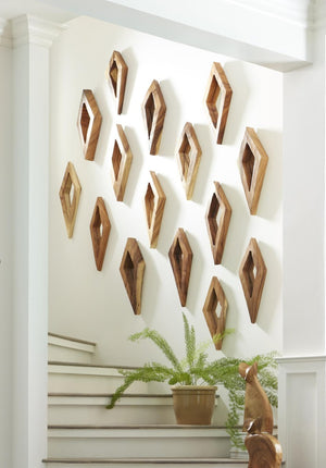 Phillips Collection Diamond Shaped Acacia Wood Wall Mirror Handcrafted Sustainable Decor for Entryway Large TH95620