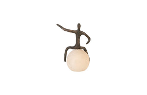 Phillips Collection Abstract Seated Figure On Bleached Wood Base – Whimsical Metal Sculpture For Unique Home Decor Beige,Bronze Metal Th96037