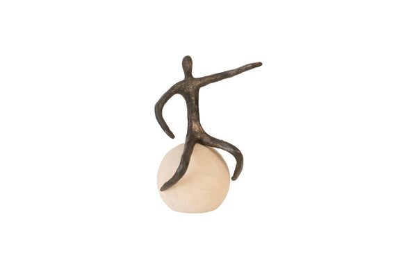 Phillips Collection Abstract Seated Figure On Bleached Wood Base – Whimsical Metal Sculpture For Unique Home Decor Beige,Bronze Metal Th96037