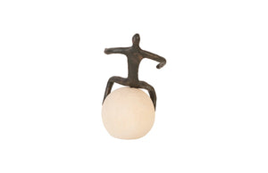 Phillips Collection Abstract Modern Organic Sculpture on Bleached Wood Base – Playful Accent for Home & Office Decor Bronze Finish TH96039