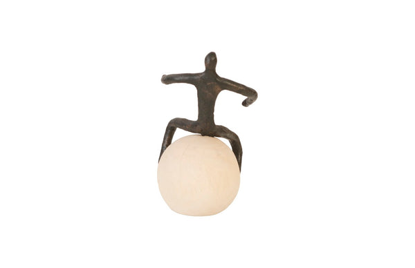 Phillips Collection Abstract Modern Organic Sculpture on Bleached Wood Base – Playful Accent for Home & Office Decor Bronze Finish TH96039