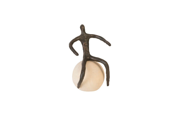 Phillips Collection Abstract Modern Organic Sculpture on Bleached Wood Base – Playful Accent for Home & Office Decor Bronze Finish TH96039