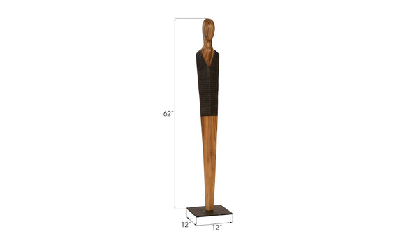 Phillips Collection Vested Male Sculpture - Striking Minimalist Design for Contemporary Home Décor and Elegant Accents Medium, Chamcha, Natural, Black, Copper TH96241