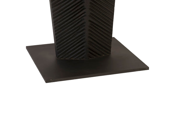 Phillips Collection Carved Leaf Sculpture on Stand - XL Hand-Carved Chamcha Wood with Burnt Black Finish for Elegance TH96269
