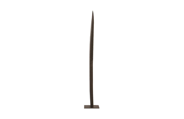 Phillips Collection Carved Leaf Sculpture on Stand - XL Hand-Carved Chamcha Wood with Burnt Black Finish for Elegance TH96269