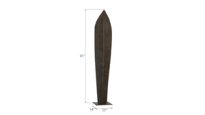 Phillips Collection Carved Leaf Sculpture on Stand - XL Hand-Carved Chamcha Wood with Burnt Black Finish for Elegance TH96269