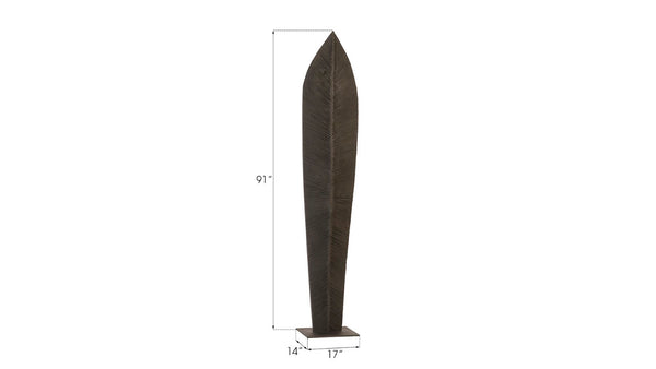 Phillips Collection Carved Leaf Sculpture on Stand - XL Hand-Carved Chamcha Wood with Burnt Black Finish for Elegance TH96269