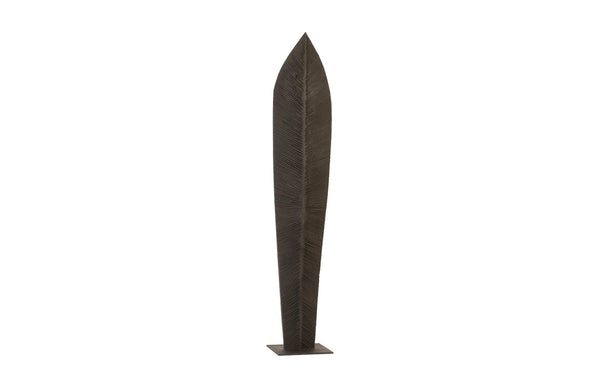 Phillips Collection Carved Leaf Sculpture on Stand - XL Hand-Carved Chamcha Wood with Burnt Black Finish for Elegance TH96269