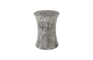 Phillips Collection Drum Stool Solid Mango Wood Gray Stone Finish Organic Modern Accent Seating TH96453