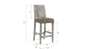 Phillips Collection Origins Handcrafted Counter Stool with Unique Woodgrain Design for Modern or Rustic Spaces Gray Stone TH96533
