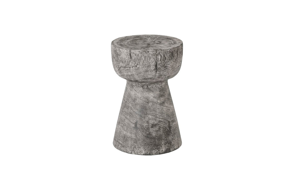 Phillips Collection Curved Wood Stool - Sleek Gray Stone Accent for Modern Spaces, Versatile Seating & Display Solution TH96666
