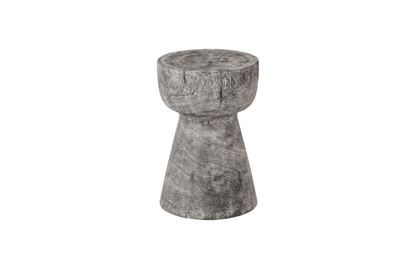 Phillips Collection Curved Wood Stool - Sleek Gray Stone Accent for Modern Spaces, Versatile Seating & Display Solution TH96666