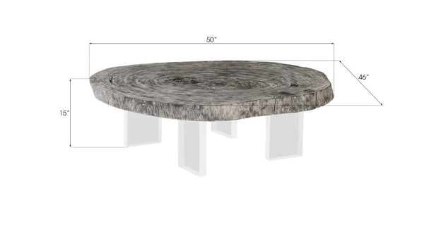 Phillips Collection Floating Round Coffee Table with Acrylic Legs – Gray Stone Finish, Modern Organic Design, Custom Sizes TH97528