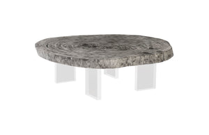 Phillips Collection Floating Round Coffee Table With Acrylic Legs, Modern Organic Design, Unique Chamcha Wood Finish Silver,Gray Wood ,Chamcha Wood Th97528