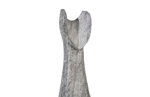 Phillips Collection Cat Sculpture – Hand-Carved Art Piece in Unique Wood Grain with Modern Stone-Like Elegance Large, Chamcha Wood, Gray Stone Finish TH97538