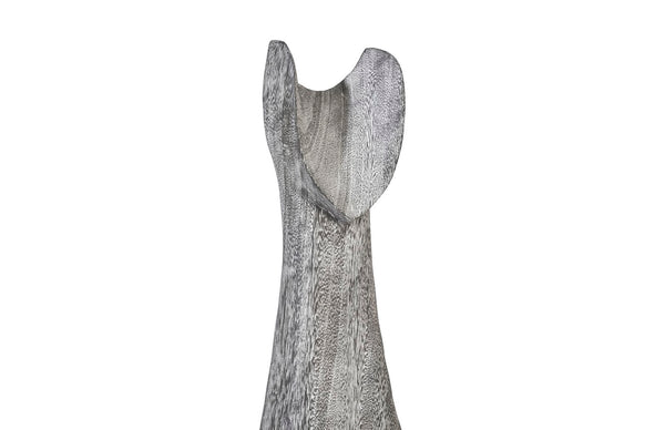 Phillips Collection Cat Sculpture – Hand-Carved Art Piece in Unique Wood Grain with Modern Stone-Like Elegance Large, Chamcha Wood, Gray Stone Finish TH97538