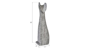 Phillips Collection Cat Sculpture – Hand-Carved Art Piece in Unique Wood Grain with Modern Stone-Like Elegance Large, Chamcha Wood, Gray Stone Finish TH97538