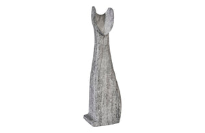 Phillips Collection Cat Sculpture – Hand-Carved Art Piece in Unique Wood Grain with Modern Stone-Like Elegance Large, Chamcha Wood, Gray Stone Finish TH97538