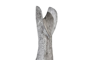 Phillips Collection Cat Sculpture – Hand-Carved Art Piece in Unique Wood Grain with Modern Stone-Like Elegance Small, Chamcha Wood, Gray Stone Finish TH97539