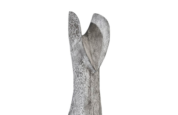 Phillips Collection Cat Sculpture – Hand-Carved Art Piece in Unique Wood Grain with Modern Stone-Like Elegance Small, Chamcha Wood, Gray Stone Finish TH97539