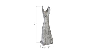 Phillips Collection Cat Sculpture – Hand-Carved Art Piece in Unique Wood Grain with Modern Stone-Like Elegance Small, Chamcha Wood, Gray Stone Finish TH97539