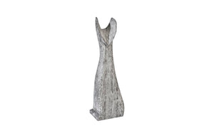 Phillips Collection Cat Sculpture – Hand-Carved Art Piece in Unique Wood Grain with Modern Stone-Like Elegance Small, Chamcha Wood, Gray Stone Finish TH97539